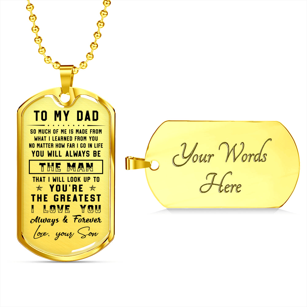 litzzy To my Dad - I love you always & forever Father's Day Gift from Son Jewelry Military Chain (Gold) Yes 