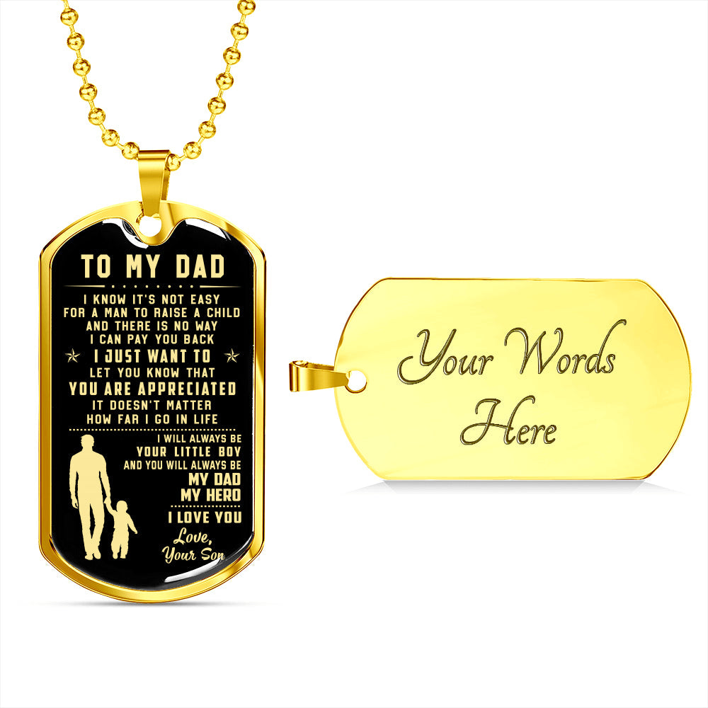 litzzy To My Dad - Father's Day Gift from Son Jewelry Military Chain (Gold) Yes 