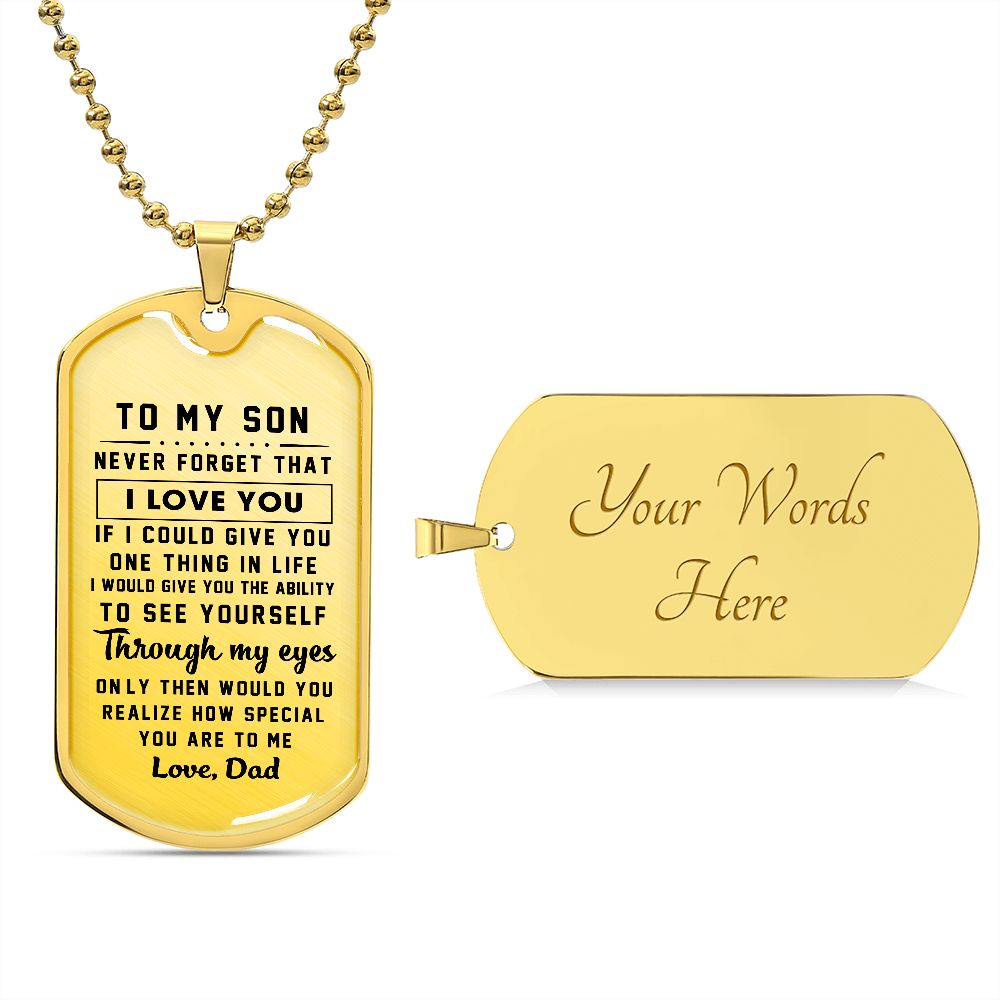 litzzy To my Son - Never Forget That I Love You Love Dad Dog tag Jewelry Military Chain (Gold) Yes 