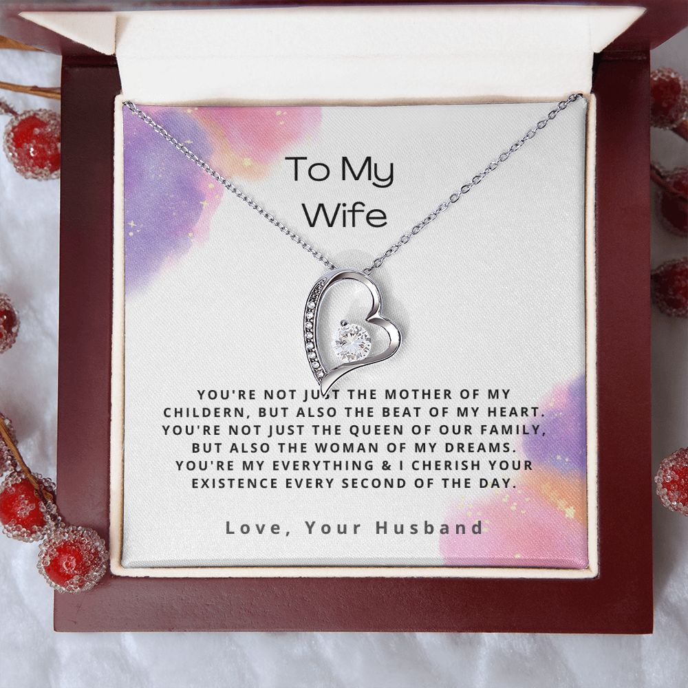 litzzy To My Wife - You're Not Just the Mother Of My Childern - Forever Love Necklace - To My Wife, Gift For Wife Jewelry 14k White Gold Finish Luxury Box 