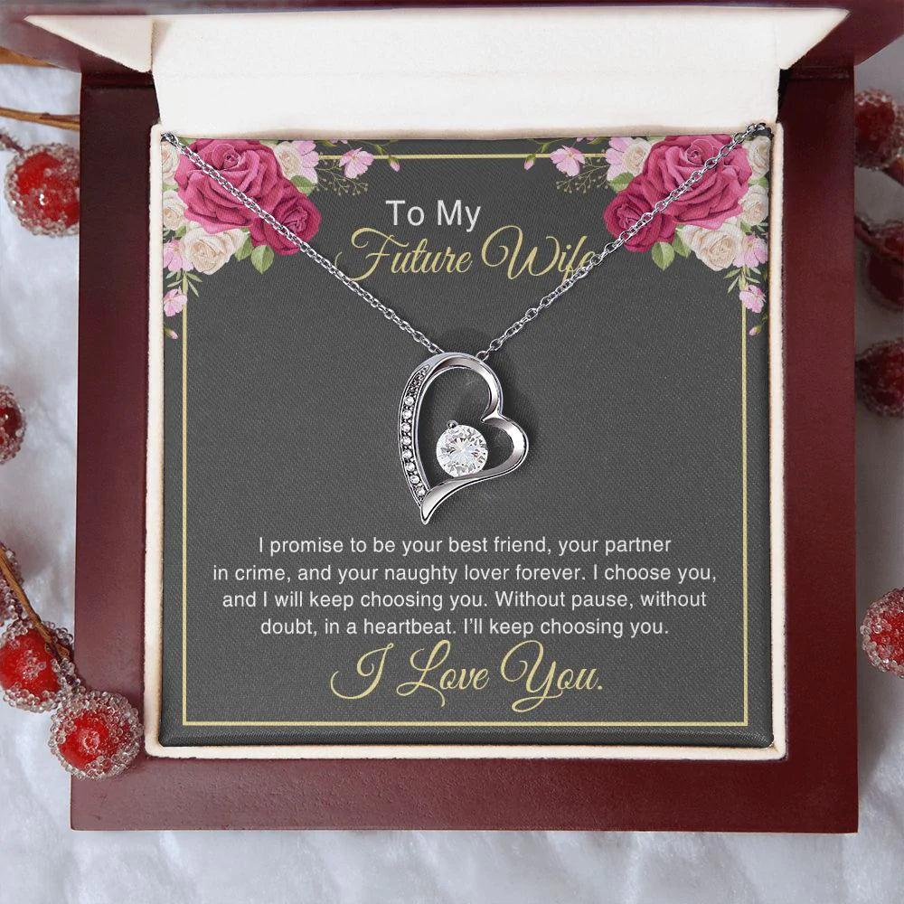 litzzy To My Future Wife - I promise to be your best friend - Forever Love Necklace - To My Future Wife, Gift For Wife SO Jewelry 14k White Gold Finish Luxury Box 