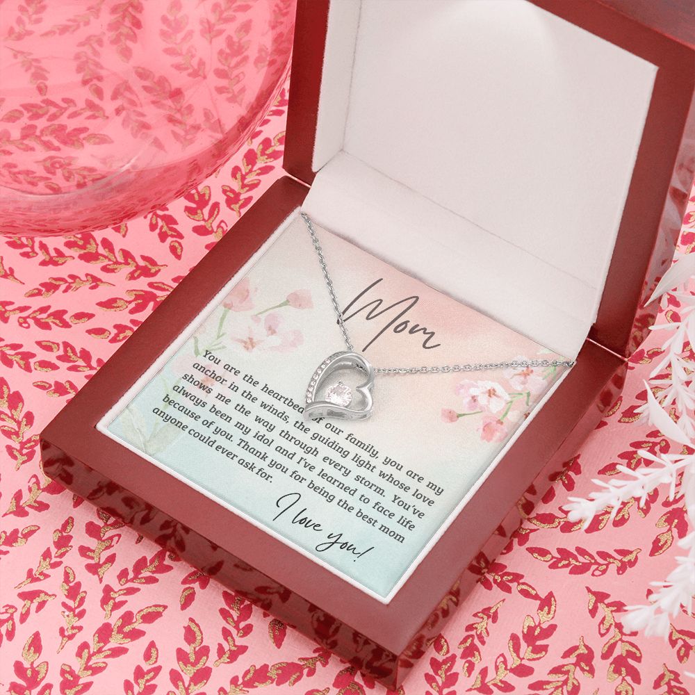 litzzy Mom - Heartbeat - Forever Love Necklace - Litzzy Mother's Day Gifts Necklace Jewelry 14k White Gold Finish Luxury Box 