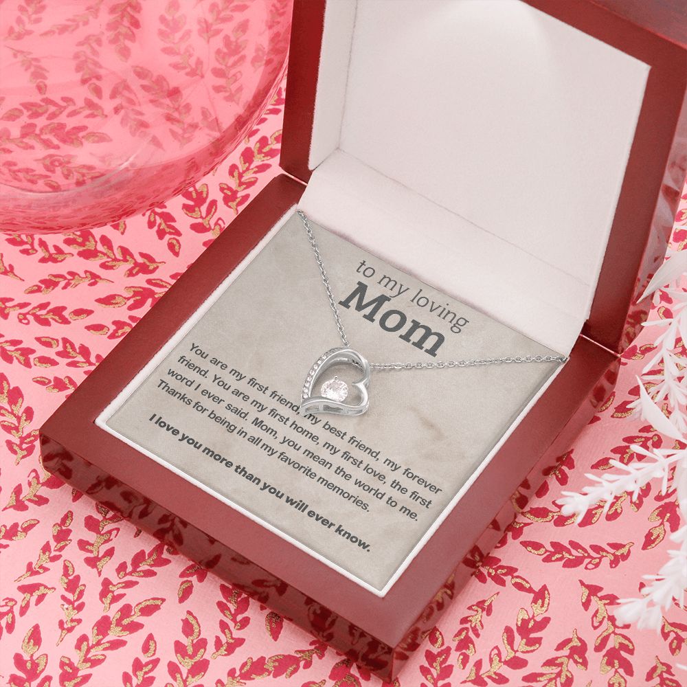 litzzy Mom - Favorite Memories - Forever Love Necklace - Litzzy Mother's Day Gifts Necklace Jewelry 14k White Gold Finish Luxury Box 