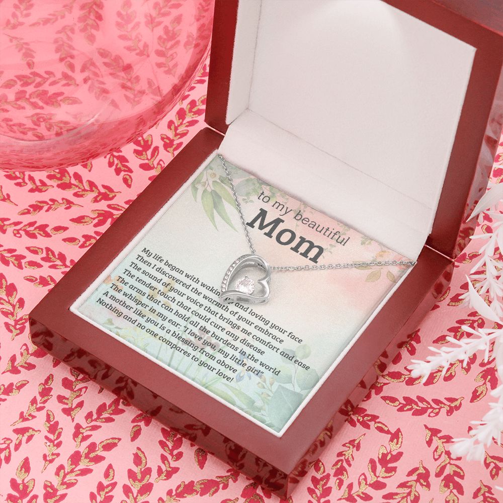 litzzy Mom - A Blessing From Above - Forever Love Necklace - Litzzy Mother's Day Gifts Necklace Jewelry 14k White Gold Finish Luxury Box 