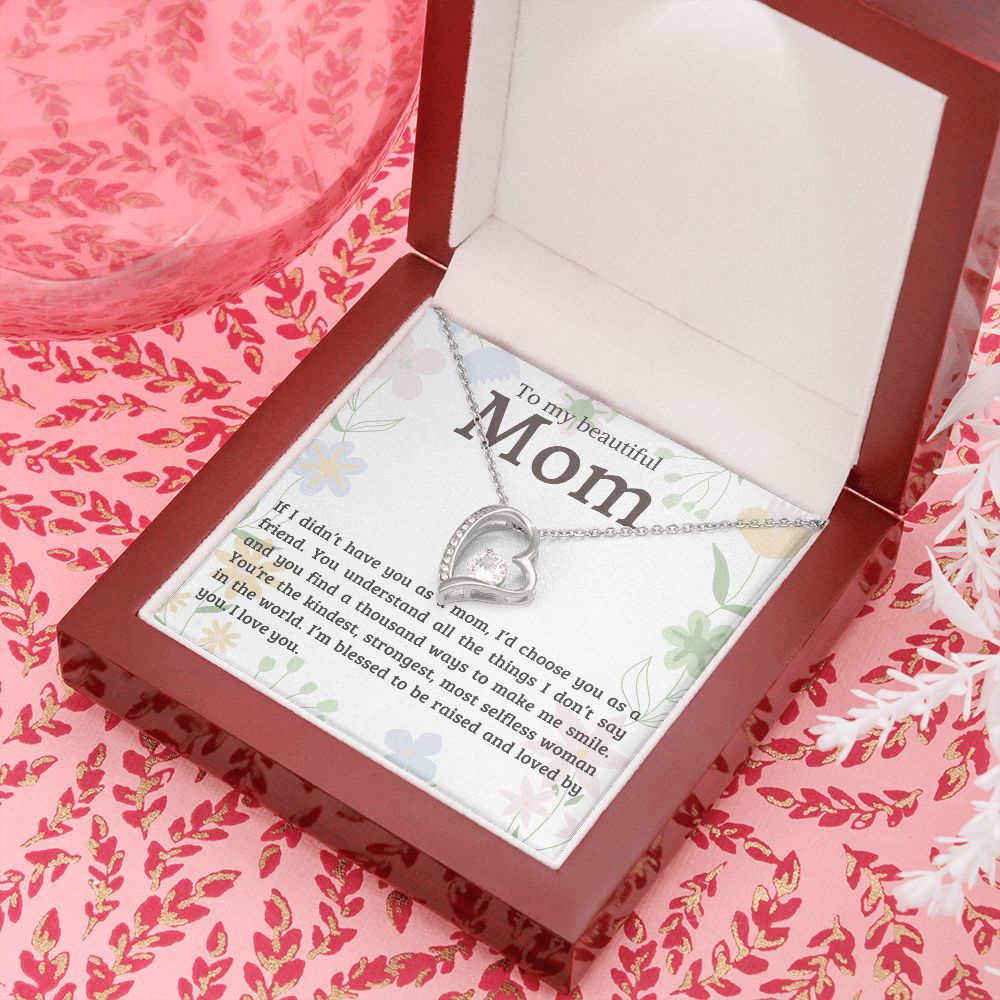 litzzy Mom - Most Selfless Woman - Forever Love Necklace - Litzzy Mother's Day Gifts Necklace Jewelry 14k White Gold Finish Luxury Box 