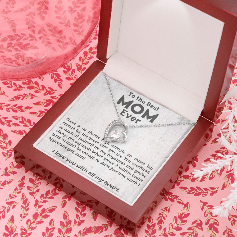 litzzy Mom - A Million Thank Yous - Forever Love Necklace - Litzzy Mother's Day Gifts Necklace Jewelry 14k White Gold Finish Luxury Box 