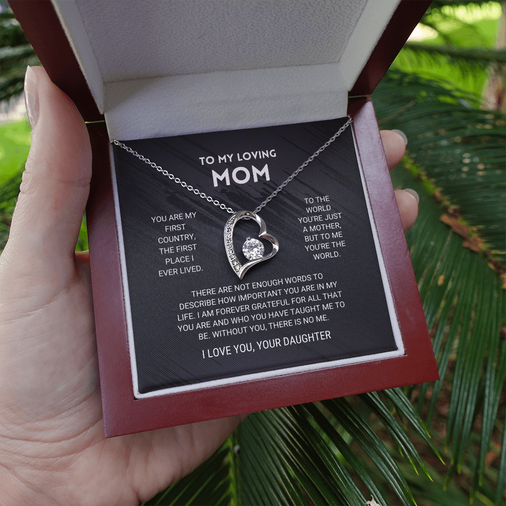 litzzy Mom - Forever Love Necklace From Daughter - Litzzy Mother's Day Gifts Necklace Jewelry 14k White Gold Finish Luxury Box 