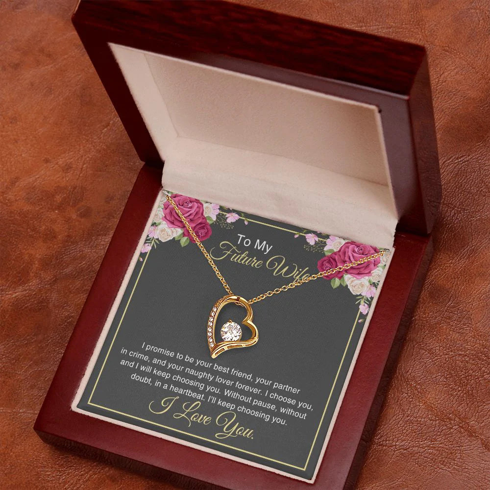 litzzy To My Future Wife - I promise to be your best friend - Forever Love Necklace - To My Future Wife, Gift For Wife SO Jewelry 18k Yellow Gold Finish Luxury Box 