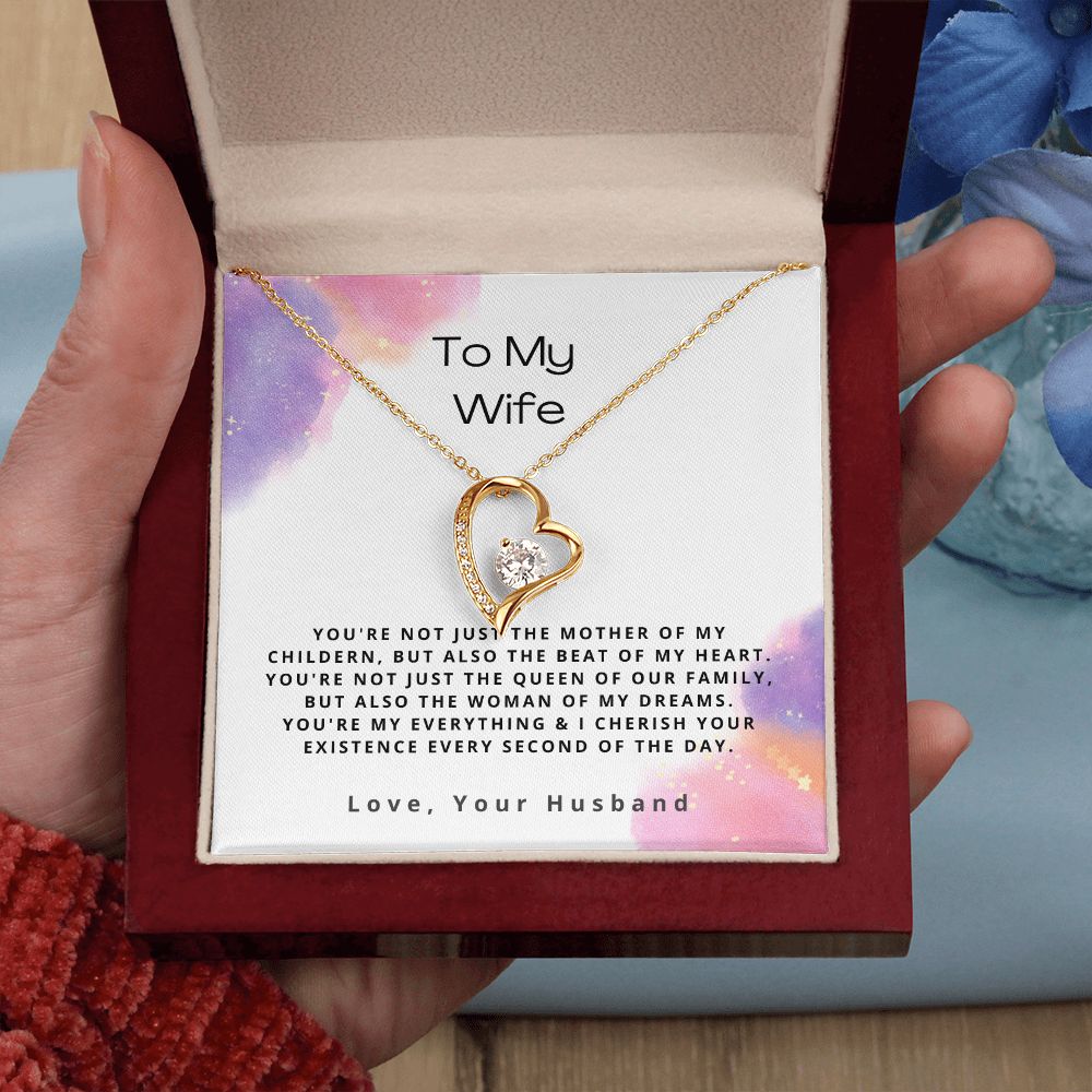 litzzy To My Wife - You're Not Just the Mother Of My Childern - Forever Love Necklace - To My Wife, Gift For Wife Jewelry 18k Yellow Gold Finish Luxury Box 