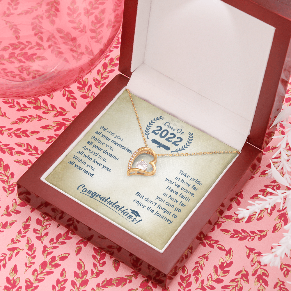 litzzy Class Of 2022 - Take Pride In How Far You've Come - Forever Love Necklace jewelry 18k Yellow Gold Finish Luxury Box 