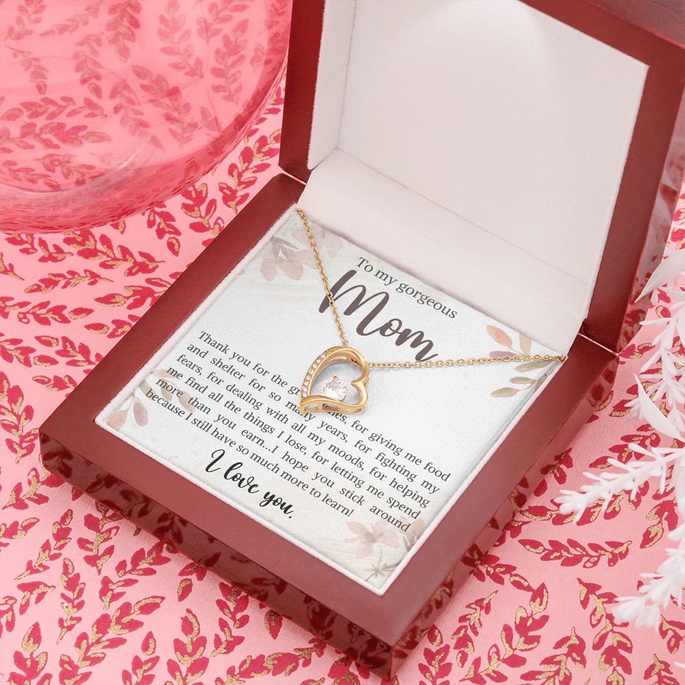 litzzy Mom - Thank You - Forever Love Necklace - Litzzy Mother's Day Gifts Necklace Jewelry 18k Yellow Gold Finish Luxury Box 