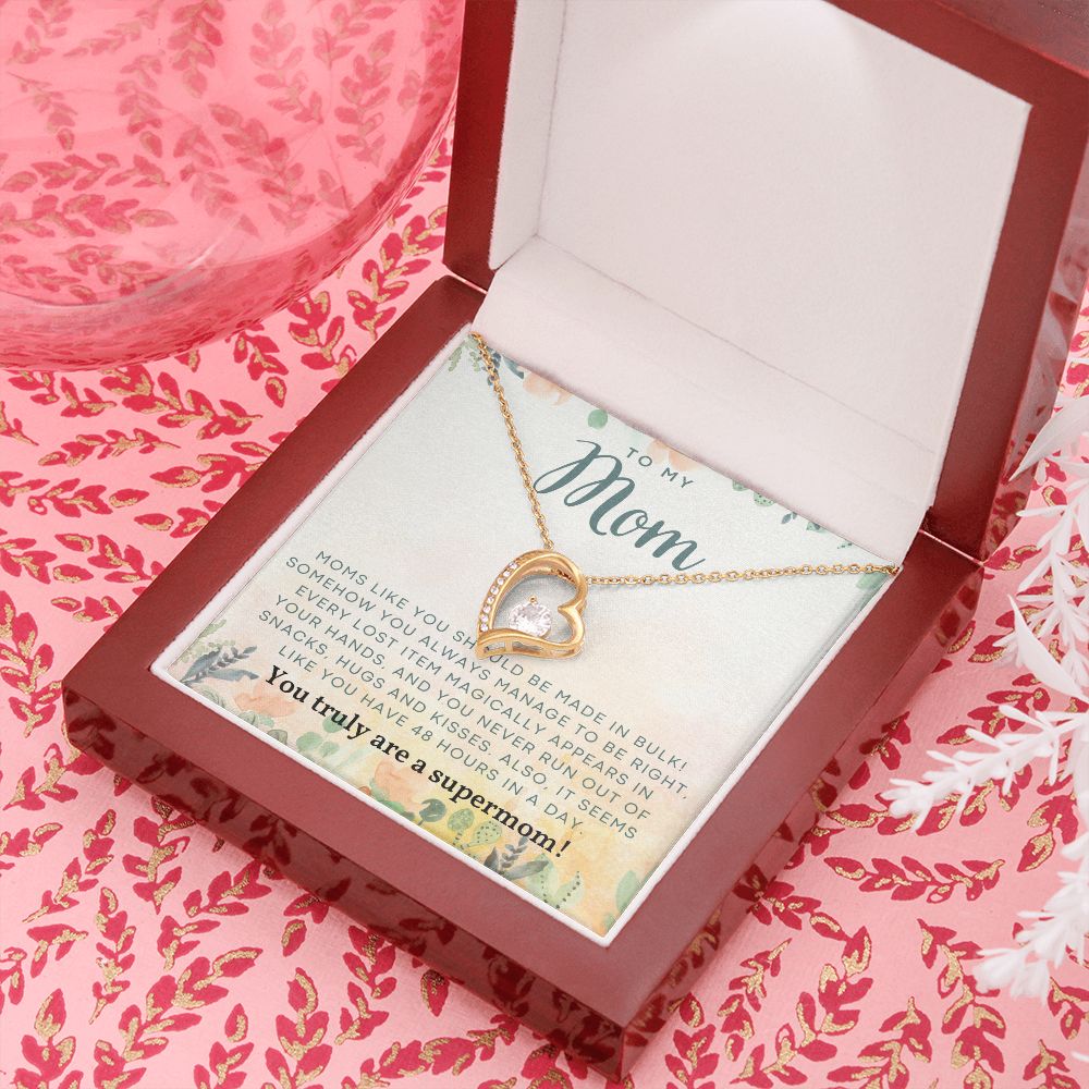litzzy Mom - Supermom - Forever Love Necklace - Litzzy Mother's Day Gifts Necklace Jewelry 18k Yellow Gold Finish Luxury Box 