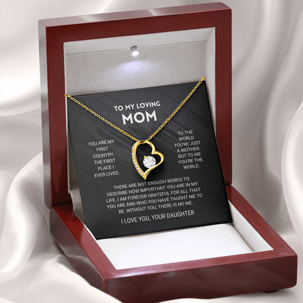 litzzy Mom - Forever Love Necklace From Daughter - Litzzy Mother's Day Gifts Necklace Jewelry 18k Yellow Gold Finish Luxury Box 