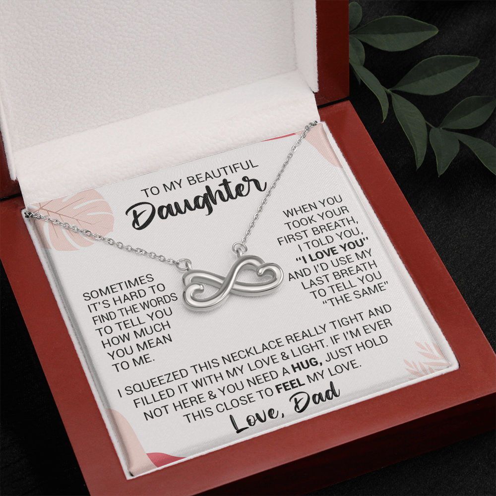 litzzy To My Beautiful Daughter - When You Took Your First Breath I Told You I Love You - Heart-Shaped Infinity Symbol jewelry 14k White Gold Finish Luxury Box 