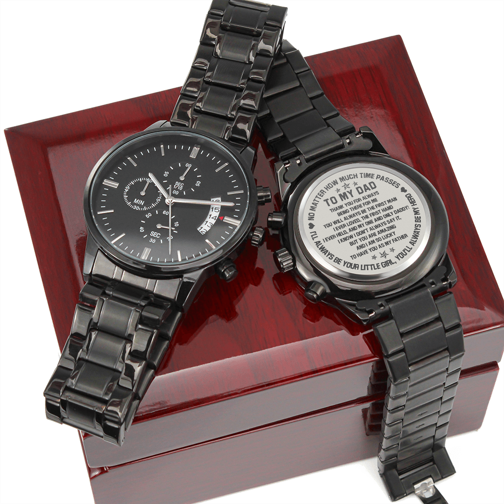 litzzy To my Dad from Daughter - Thank you for always being there for me - Engraved Watch Jewelry Luxury Box  