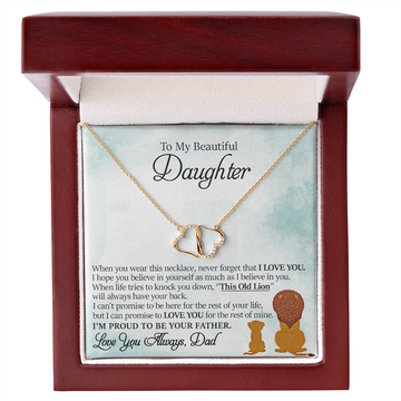 litzzy To My Beautiful Daughter - This Old Lion Will Always Have Your Back - Everlasting Love Necklace jewelry Default Title  