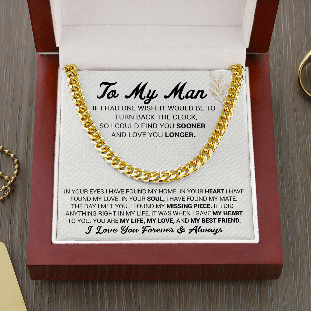 litzzy To My Man - In Your Eyes I Have Found My Home - Cuban Link Chain - To My Boyfriend , Gift For Boyfriend Jewelry Cuban Link Chain (14K Gold Over Stainless Steel)  
