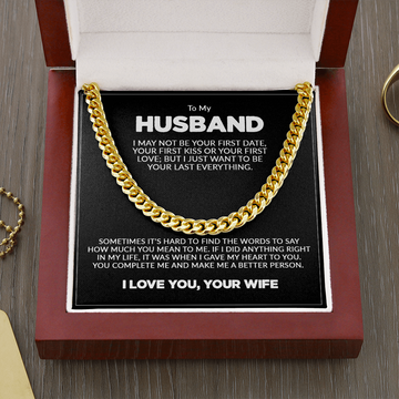 litzzy To My Husband - Cuban Link Chain - "Last Everything" - To My Husband, Gift For Husband Jewelry 14K Gold Over Stainless  