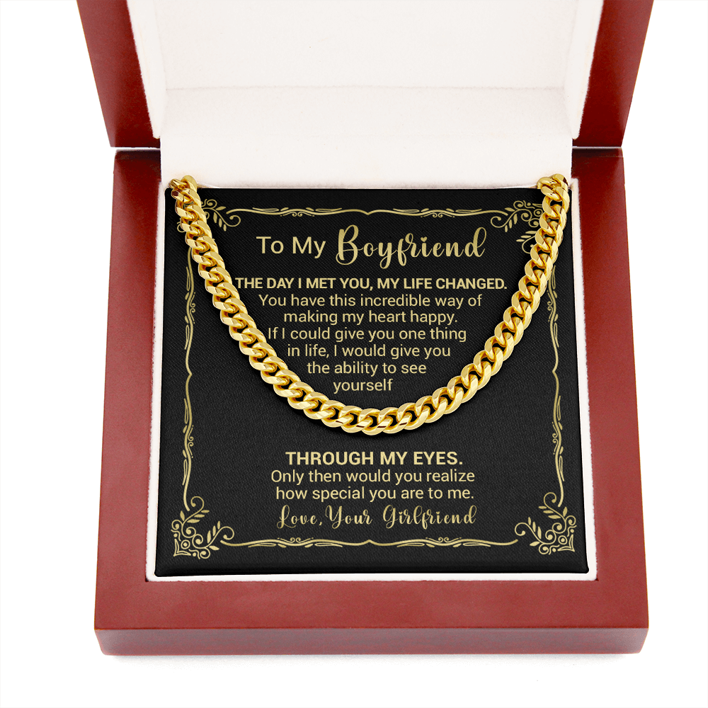 litzzy To My Boyfriend - The Day I Met You My Life Changed - Cuban Link Necklace - To My Boyfriend, Gift For Boyfriend Jewelry   