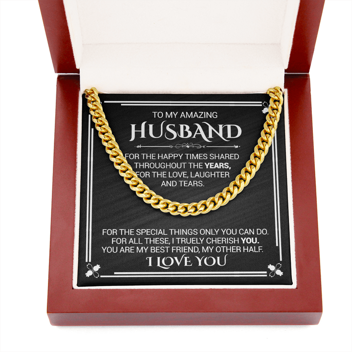 litzzy To My Amazing Husband - For The Happy Times Shared Throughout The Years - Cuban Link Necklace - To My Husband, Gift For Husband Jewelry   