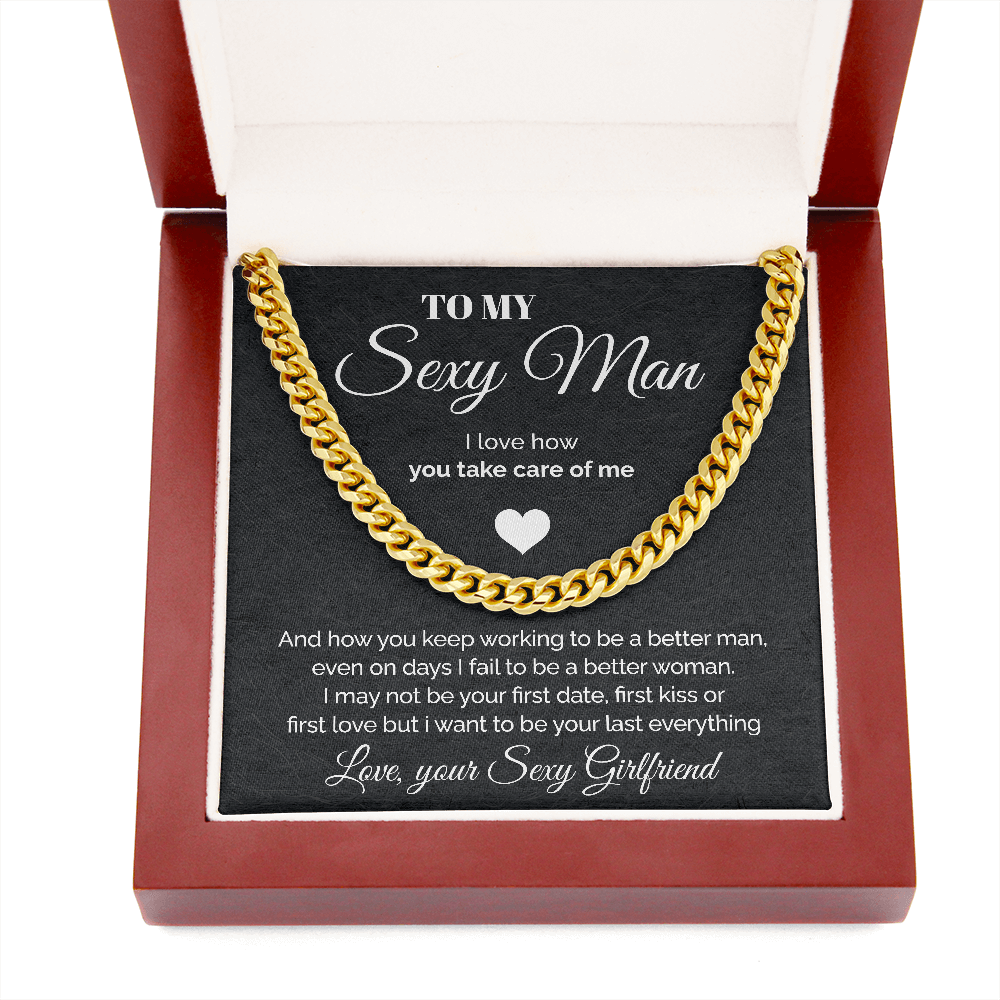 litzzy To my Sexy Man - You take care of me - Cuban Link Chain Necklace - To My Boyfriend , Gift For Boyfriend Jewelry   