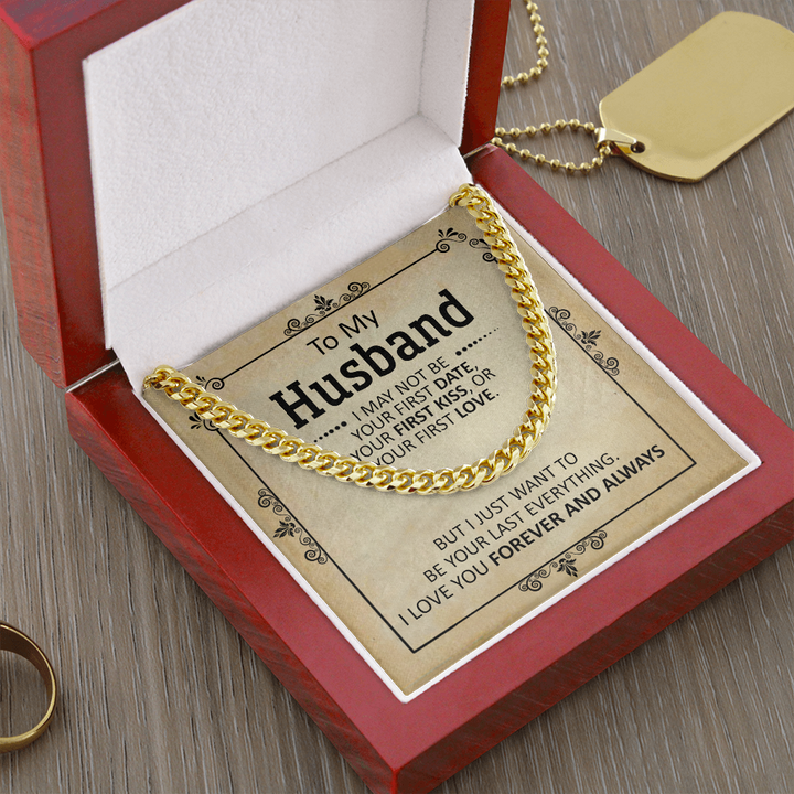 litzzy To My Husband - First Date - Cuban Link Chain - To My Husband, Gift For Husband Jewelry 18K Gold Finish  