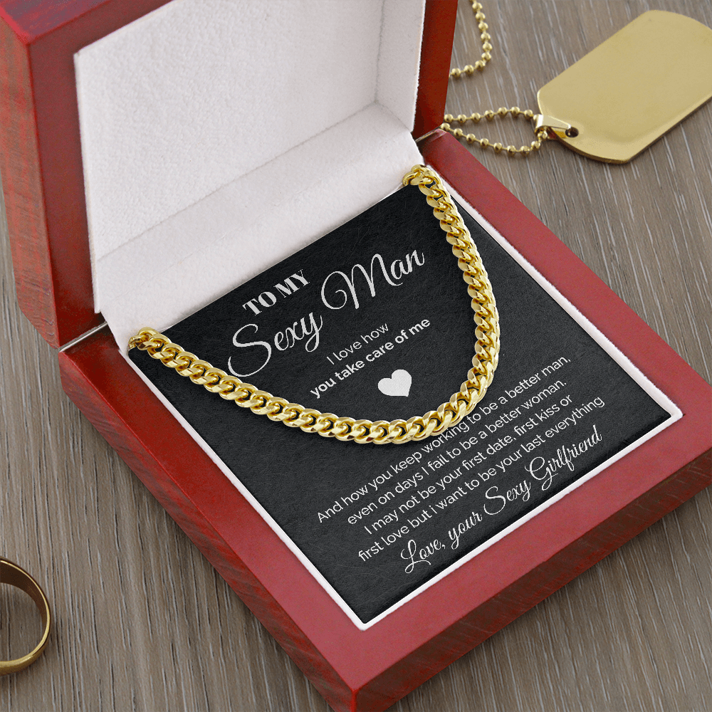 litzzy To my Sexy Man - You take care of me - Cuban Link Chain Necklace - To My Boyfriend , Gift For Boyfriend Jewelry   