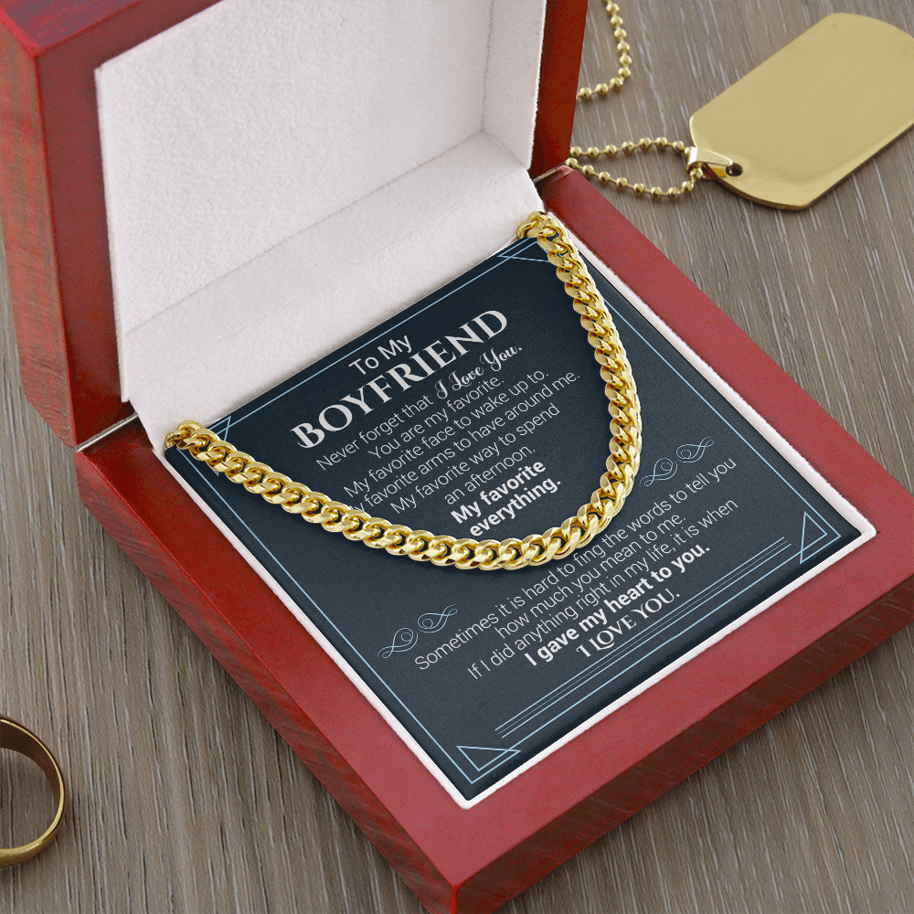 litzzy To My Boyfriend - Never Forget That I Love You - Cuban Link Necklace - To My Boyfriend, Gift For Boyfriend Jewelry   