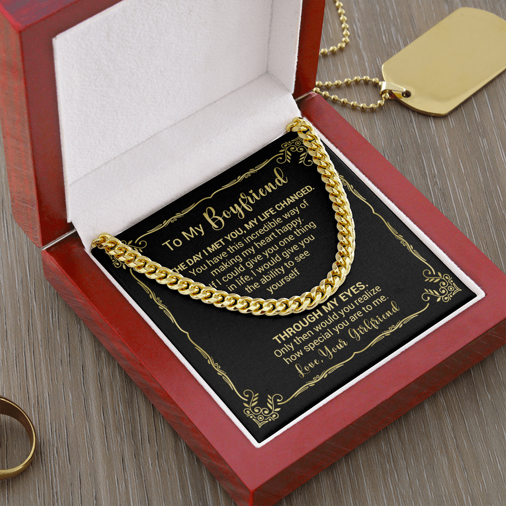 litzzy To My Boyfriend - The Day I Met You My Life Changed - Cuban Link Necklace - To My Boyfriend, Gift For Boyfriend Jewelry   