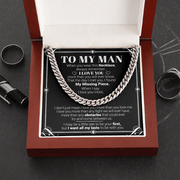 litzzy To My Man - I Love You More Than You Will Ever Know - Cuban Link Necklace - To My Boyfriend , Gift For Boyfriend Jewelry Cuban Link Chain (Stainless Steel)  
