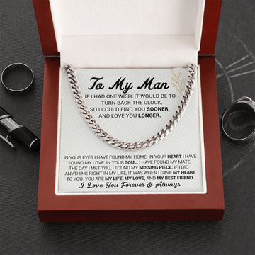litzzy To My Man - In Your Eyes I Have Found My Home - Cuban Link Chain - To My Boyfriend , Gift For Boyfriend Jewelry Cuban Link Chain (Stainless Steel)  