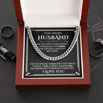 litzzy To My Amazing Husband - For The Happy Times Shared Throughout The Years - Cuban Link Necklace - To My Husband, Gift For Husband Jewelry Stainless  