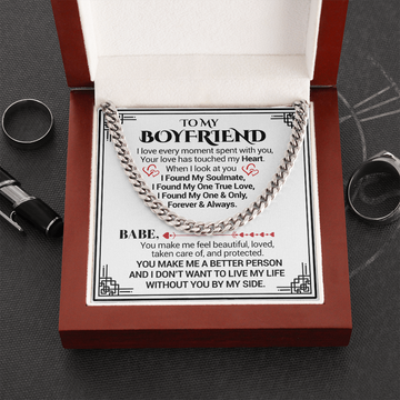 litzzy To My Boyfriend - I Love Every Moment Spent With You - Cuban Link Necklace - To My Boyfriend, Gift For Boyfriend Jewelry Cuban Link Chain (Stainless Steel)  