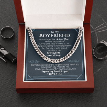 litzzy To My Boyfriend - Never Forget That I Love You - Cuban Link Necklace - To My Boyfriend, Gift For Boyfriend Jewelry Cuban Link Chain (Stainless Steel)  