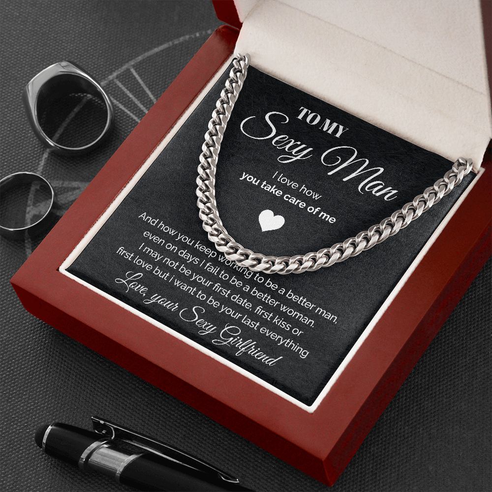 litzzy To my Sexy Man - You take care of me - Cuban Link Chain Necklace - To My Boyfriend , Gift For Boyfriend Jewelry   