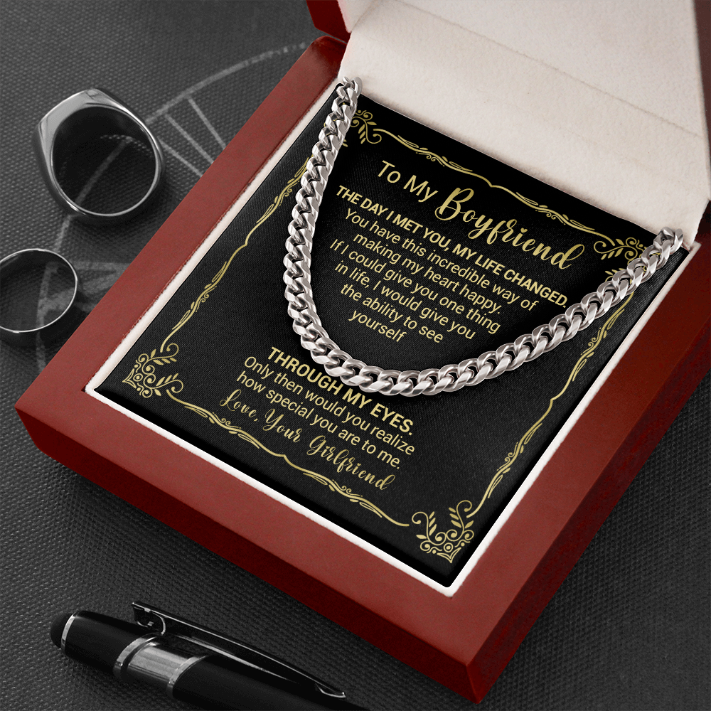 litzzy To My Boyfriend - The Day I Met You My Life Changed - Cuban Link Necklace - To My Boyfriend, Gift For Boyfriend Jewelry   