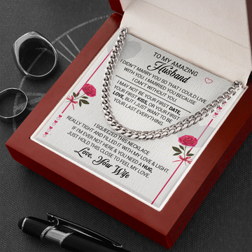 litzzy To My Amazing Husband - I Married You Because I Cant Live Without You - Cuban Link Necklace - To My Husband, Gift For Husband Jewelry   