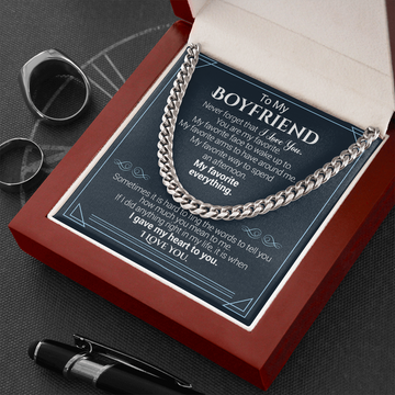 litzzy To My Boyfriend - Never Forget That I Love You - Cuban Link Necklace - To My Boyfriend, Gift For Boyfriend Jewelry   