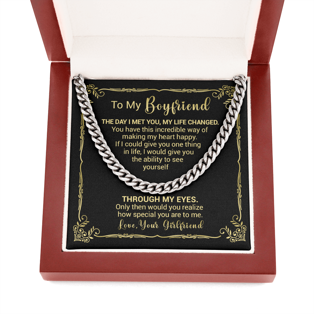 litzzy To My Boyfriend - The Day I Met You My Life Changed - Cuban Link Necklace - To My Boyfriend, Gift For Boyfriend Jewelry   