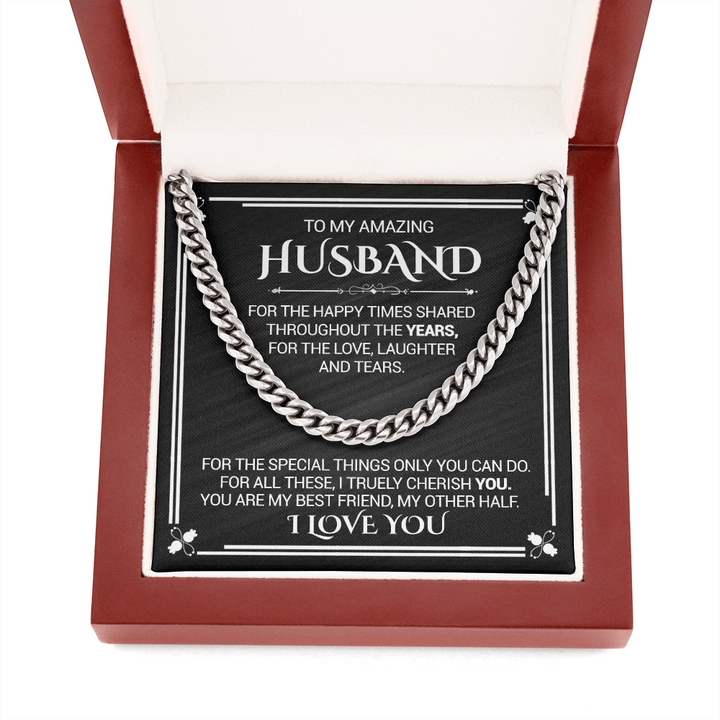 litzzy To My Amazing Husband - For The Happy Times Shared Throughout The Years - Cuban Link Necklace - To My Husband, Gift For Husband Jewelry   