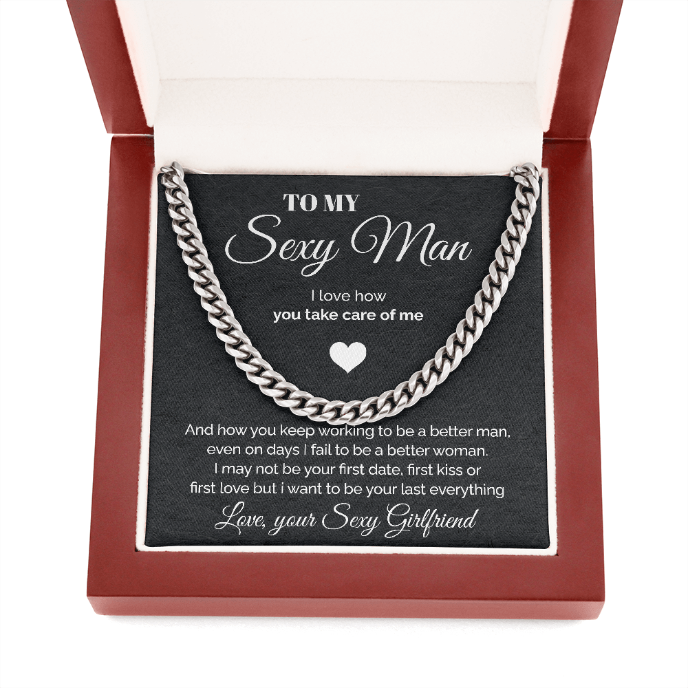 litzzy To my Sexy Man - You take care of me - Cuban Link Chain Necklace - To My Boyfriend , Gift For Boyfriend Jewelry   
