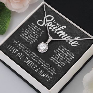litzzy To My Soulmate - "My Life, Love & Best Friend" Sparkling Pendant - Necklace Gift Set - To My Soulmate, Gift For Soulmate Jewelry Standard Gift Box  