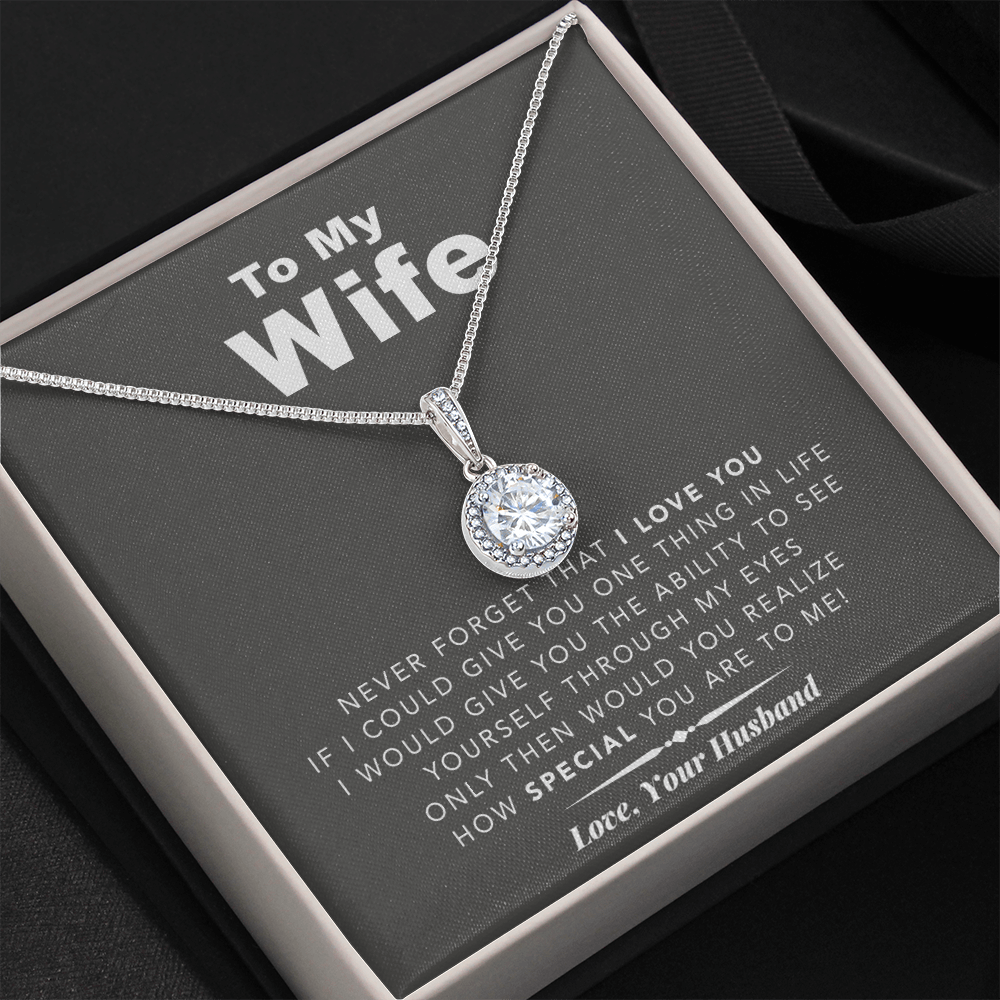 litzzy To My Wife Never Forget That I Love You - Gift For Christmas, Birthday, Anniversary - Eternal Hope Necklace - Necklace Gift For Her, Wife, Girlfriend, Anniversary, Wedding, Valentine, Birthday with Message Card Jewelry   