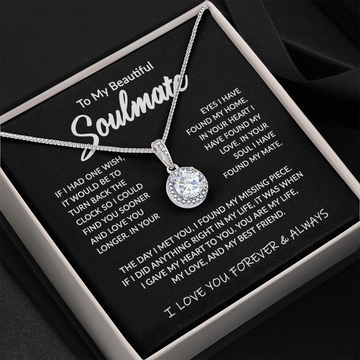 litzzy To My Beautiful Soulmate - Turn Back The Clock - Necklace Gift Set - To My Soulmate, Gift For Soulmate Jewelry   