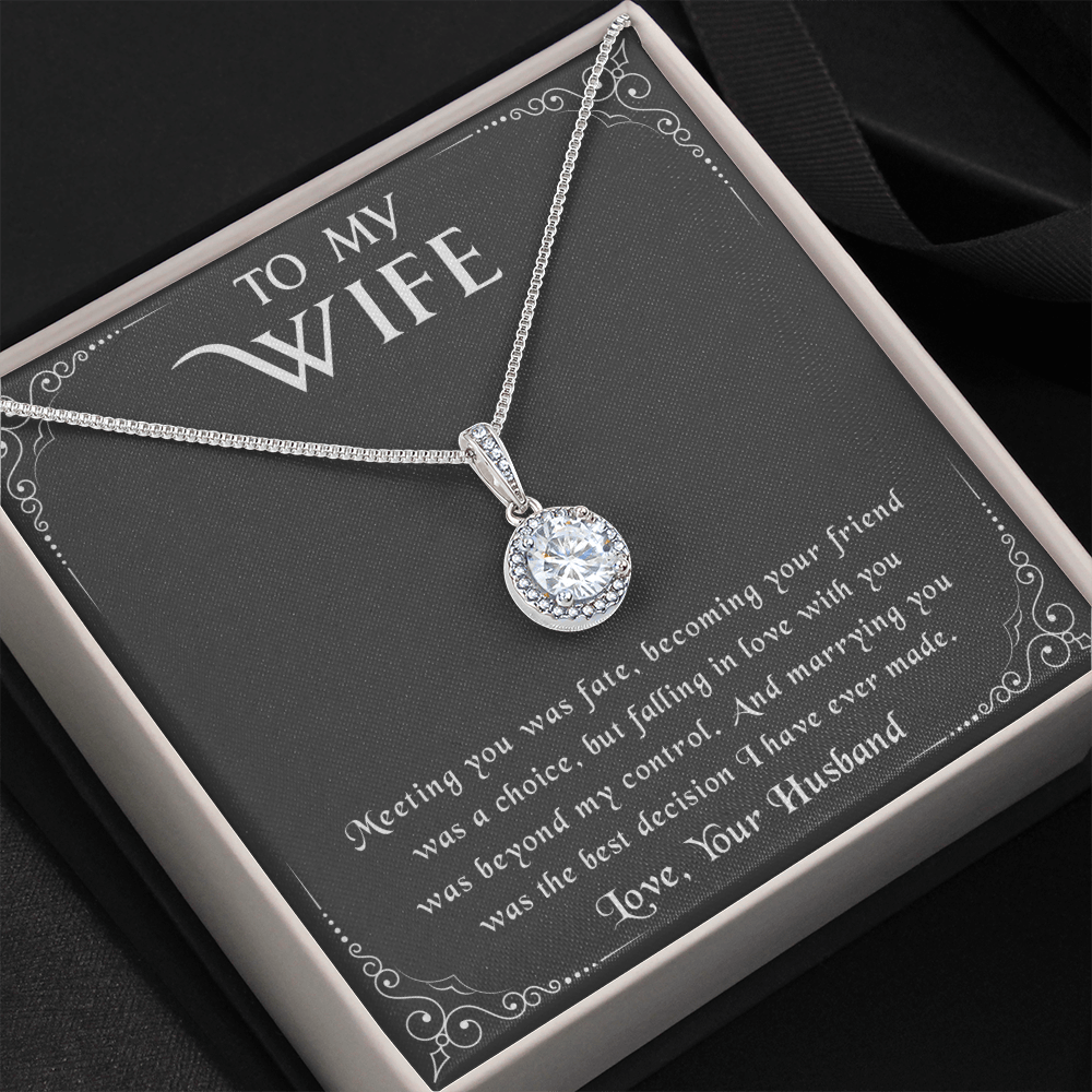 litzzy To my Wife - Meeting you was fate - Eternal Hope Necklace - Necklace Gift For Her, Wife, Girlfriend, Anniversary, Wedding, Valentine, Birthday with Message Card Jewelry   