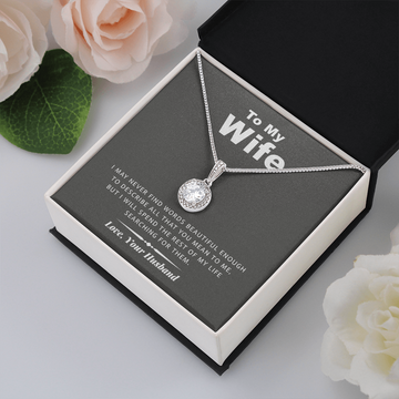 litzzy To my Wife - Never Find Words - Eternal Hope Necklace - Necklace Gift For Her, Wife, Girlfriend, Anniversary, Wedding, Valentine, Birthday with Message Card Jewelry Standard Box  