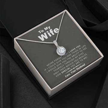 litzzy To My Wife Never Forget That I Love You - Gift For Christmas, Birthday, Anniversary - Eternal Hope Necklace - Necklace Gift For Her, Wife, Girlfriend, Anniversary, Wedding, Valentine, Birthday with Message Card Jewelry   