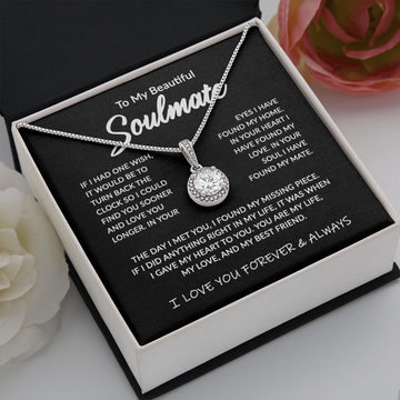 litzzy To My Beautiful Soulmate - Turn Back The Clock - Necklace Gift Set - To My Soulmate, Gift For Soulmate Jewelry Standard Box  