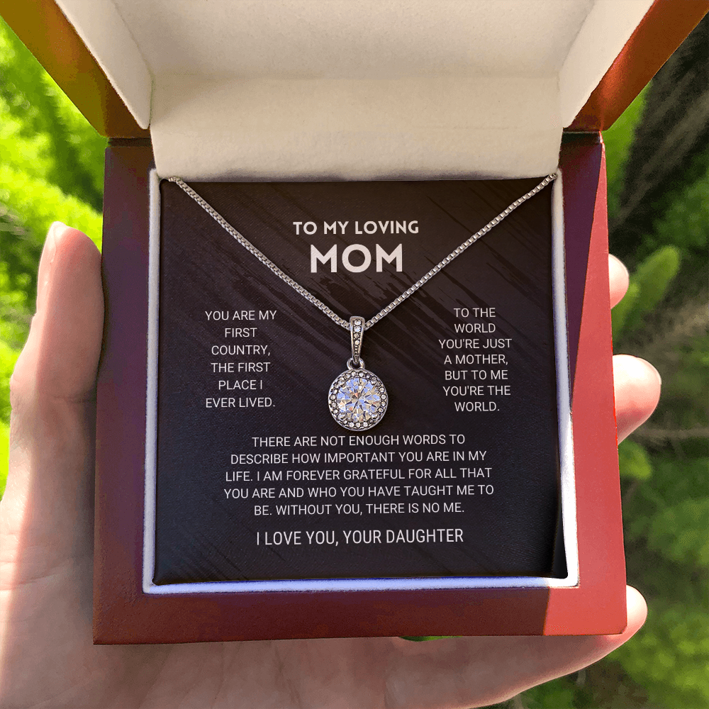 litzzy Mom - You're The World - Eternal Hope Necklace - Litzzy Mother's Day Gifts Necklace Jewelry Mahogany Style Luxury Box  