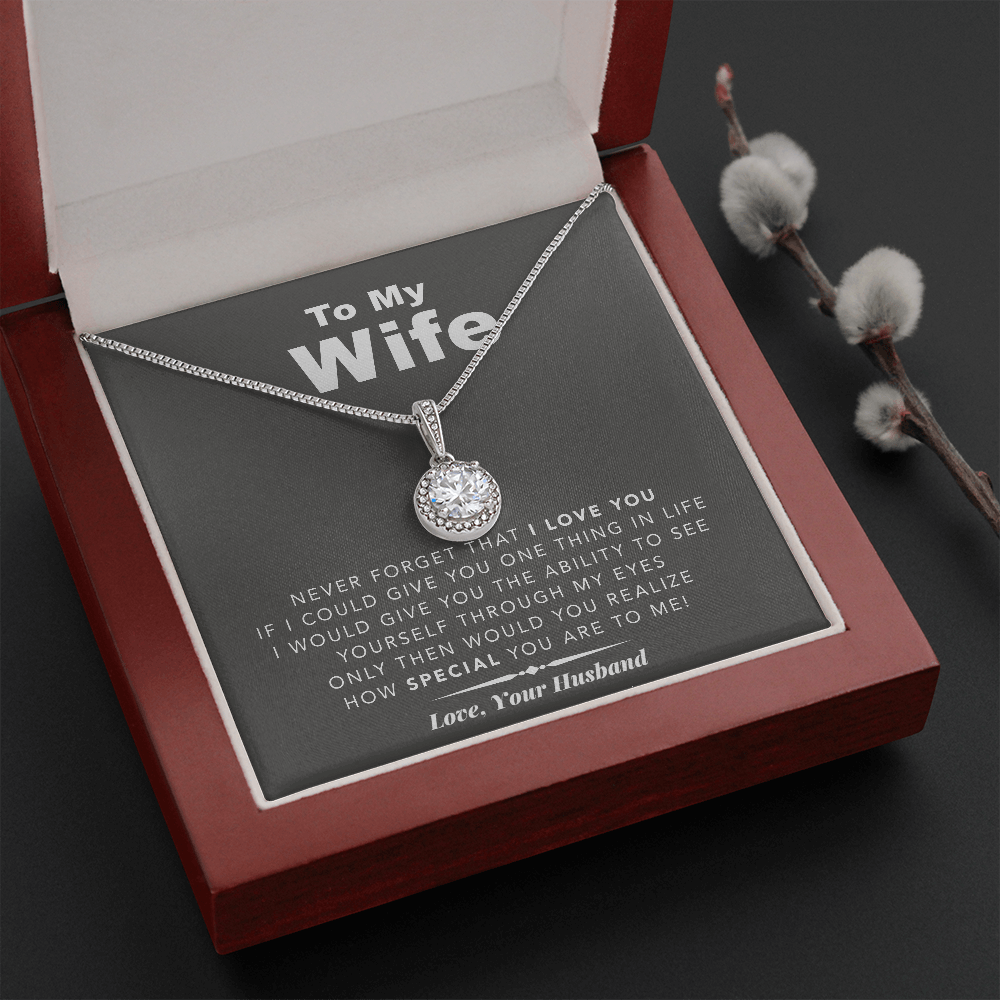 litzzy To My Wife - Never Forget That I Love You - Eternal Hope Necklace - Necklace Gift For Her, Wife, Girlfriend, Anniversary, Wedding, Valentine, Birthday with Message Card Jewelry Mahogany Style Luxury Box  